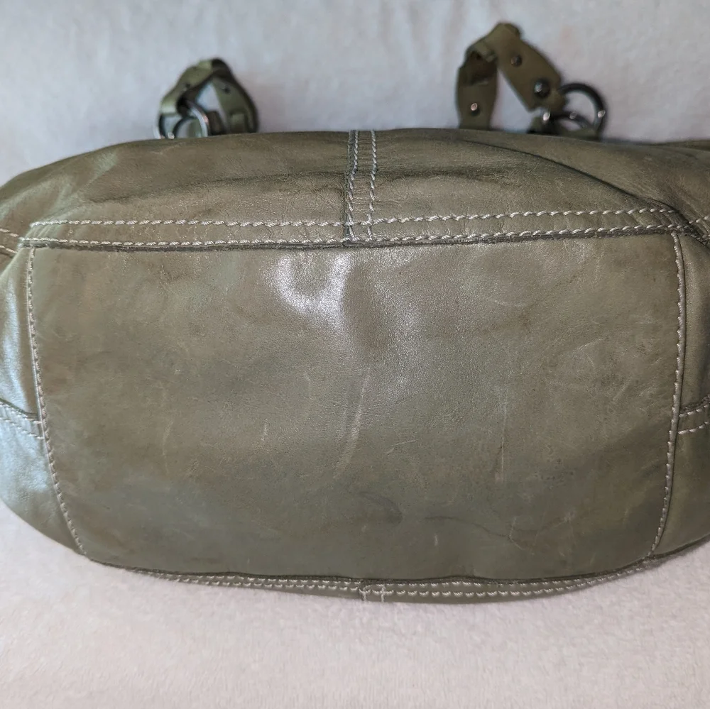 Francesco Biasia green leather hobo bag.